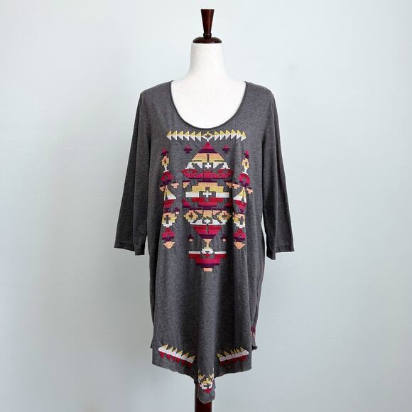 Johnny Was Embroidered Boho Scoop Neck Tunic Top - Picture 1 of 10
